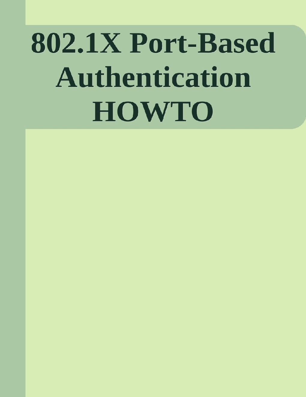 802.1X Port Based Authentication How To - Page 1
