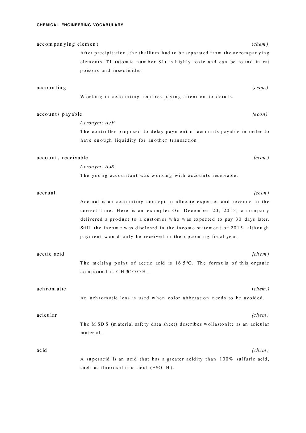 Chemical Engineering Vocabulary  - Page 5