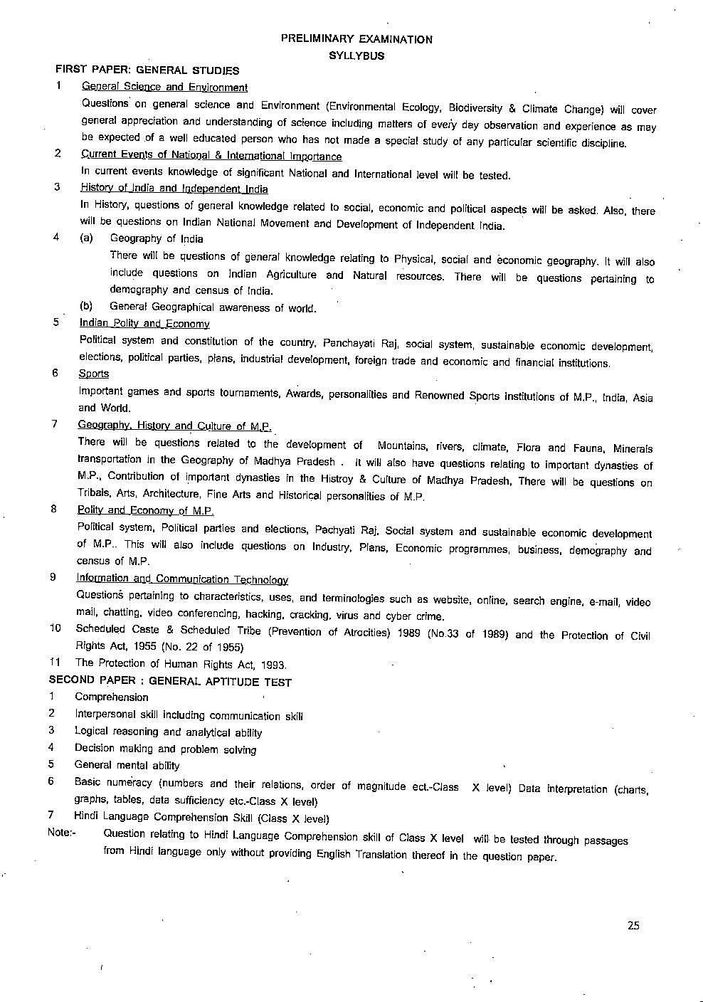 Syllabus For MPPSC Pre Exam - Page 2