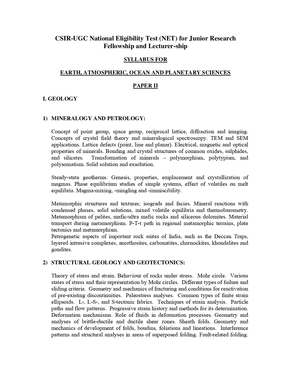 CSIR NET Earth Sciences Syllabus 2019 - Page 4