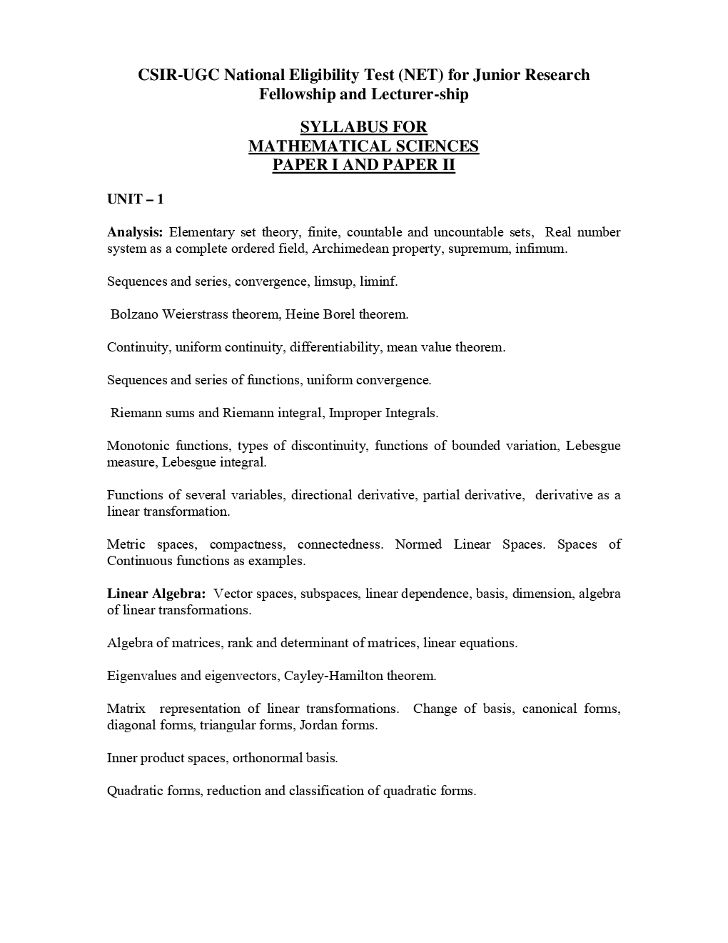 CSIR NET Mathematical Sciences Syllabus 2019 - Page 2