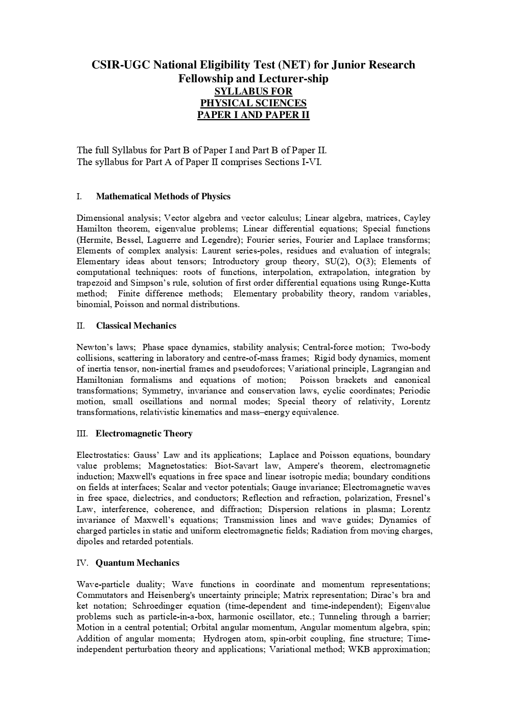 CSIR NET Physical Sciences Syllabus 2019 - Page 2