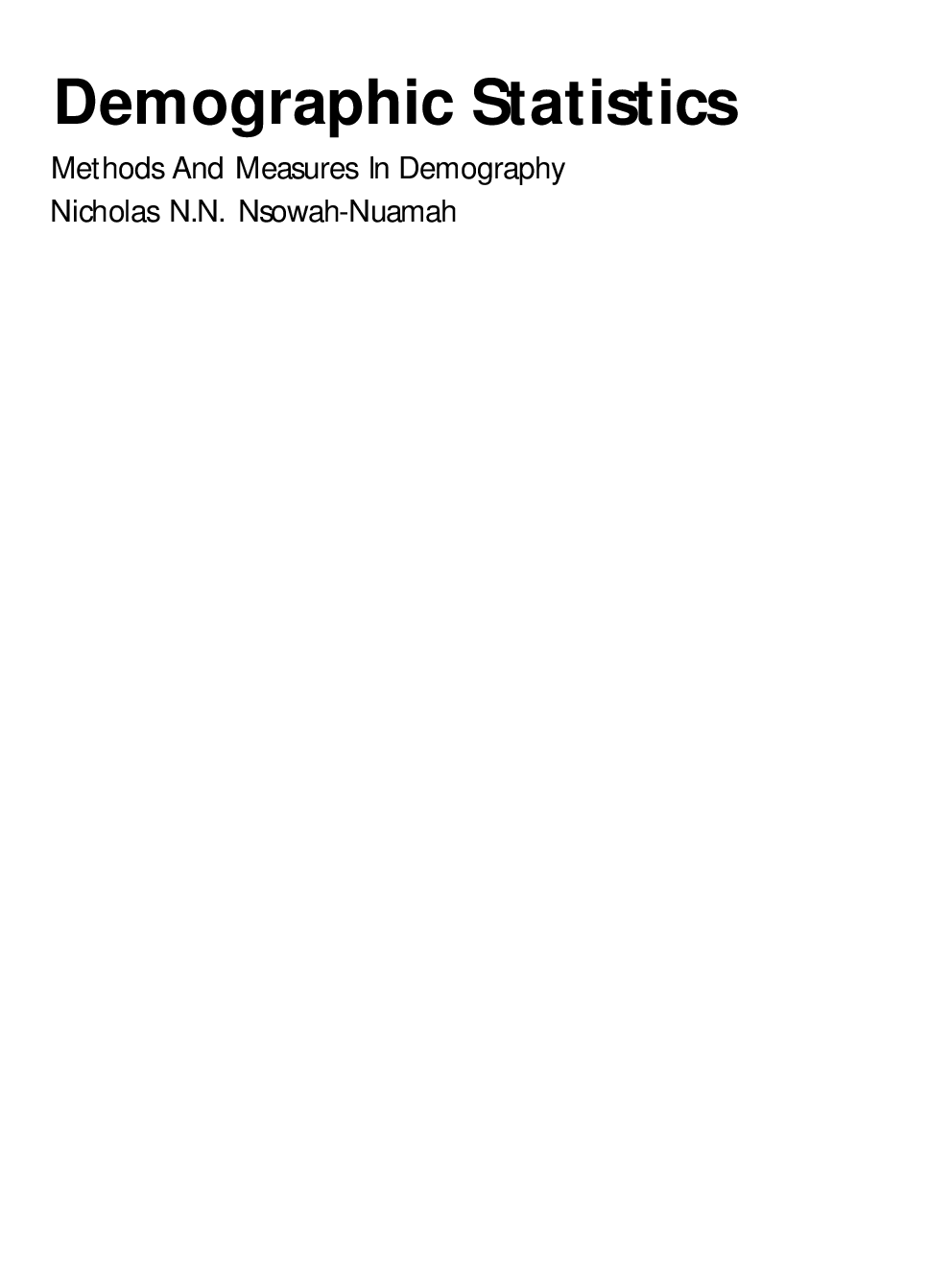Demographic Statistics - Page 1