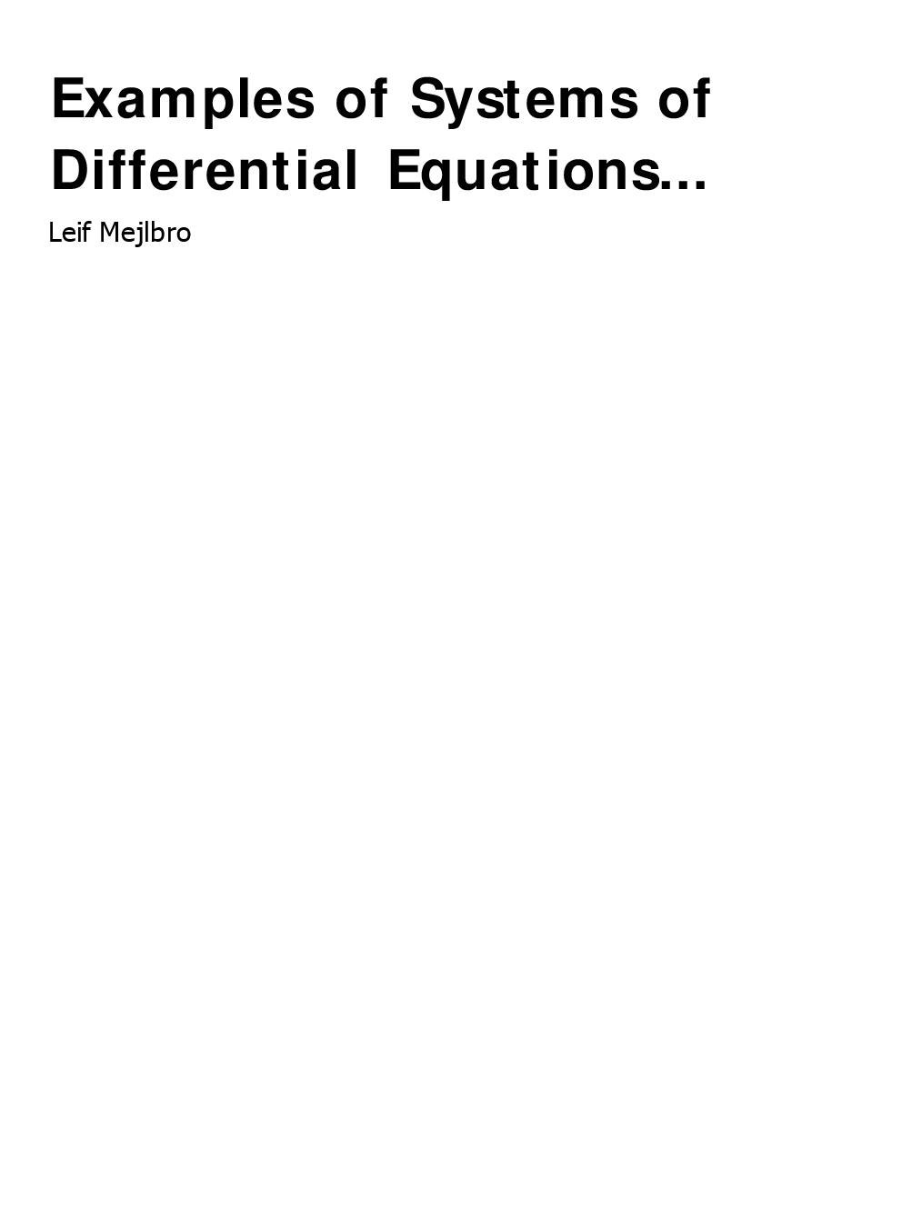 Examples Of Systems Of Differential Equations - Page 1
