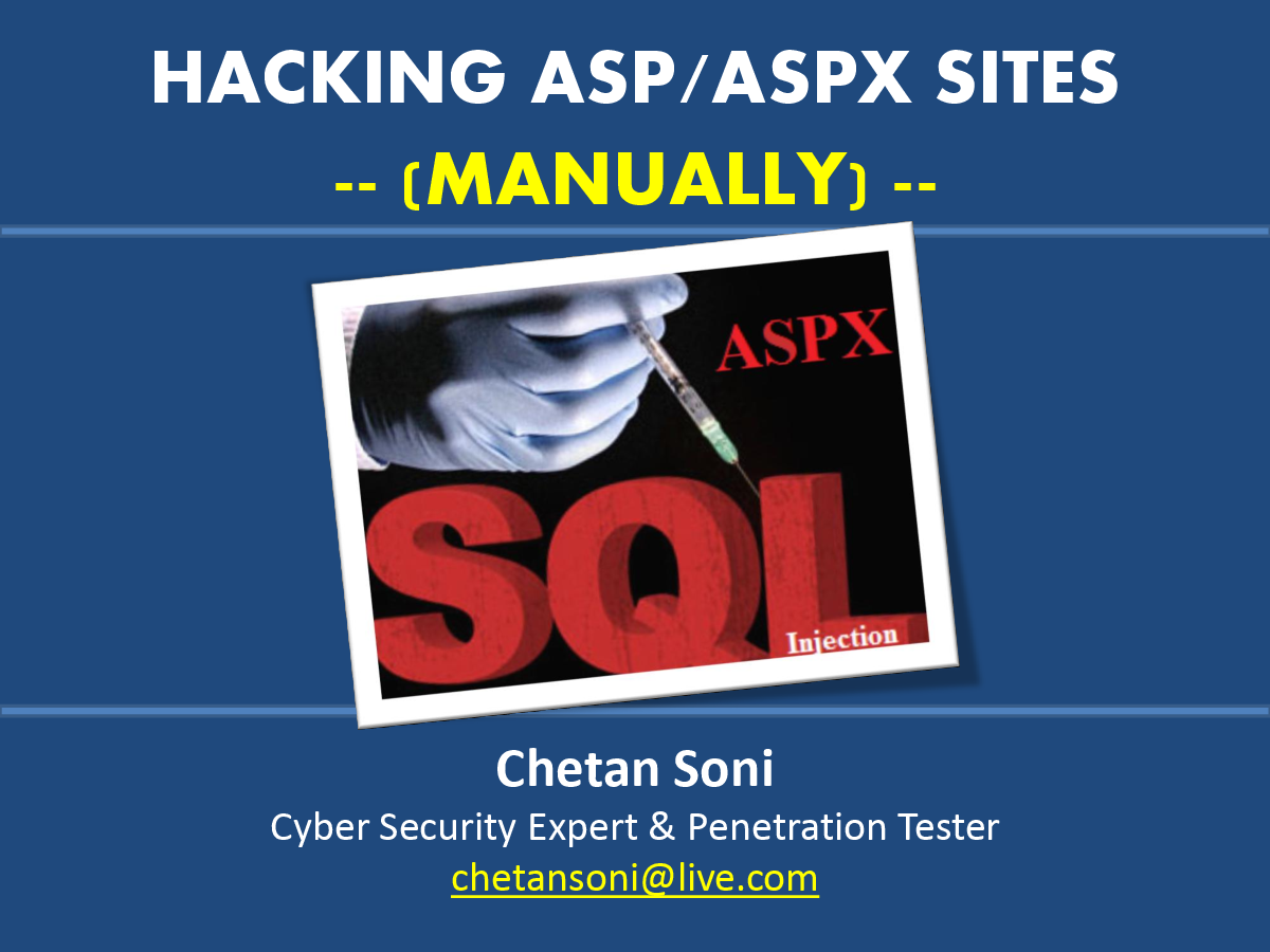 Hacking ASP/ASPX Sites Manually - Page 1