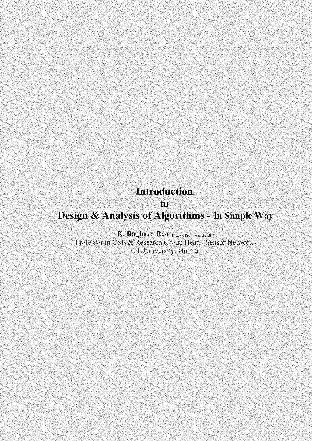 Introduction To Design And Analysis Of Algorithms - Page 1