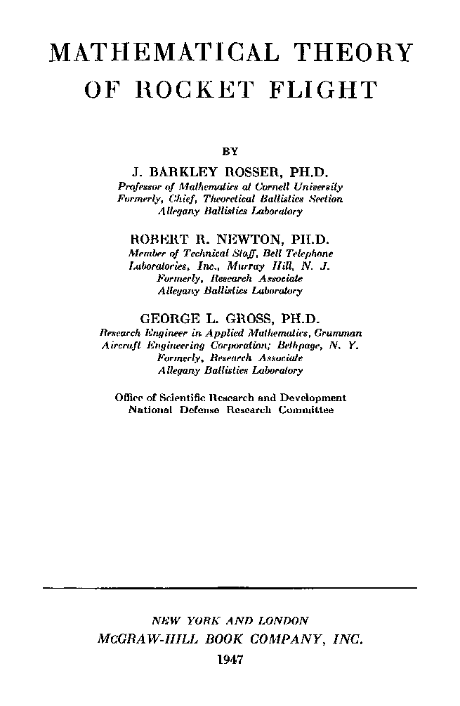 Mathematical Theory Of Rocket Flight - Page 2