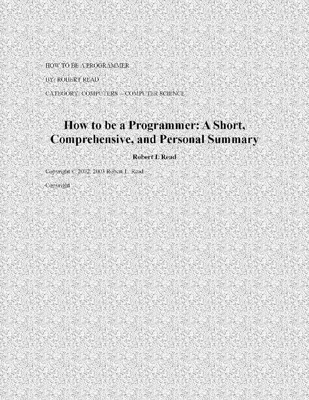 How To Be A Programmer - Page 1