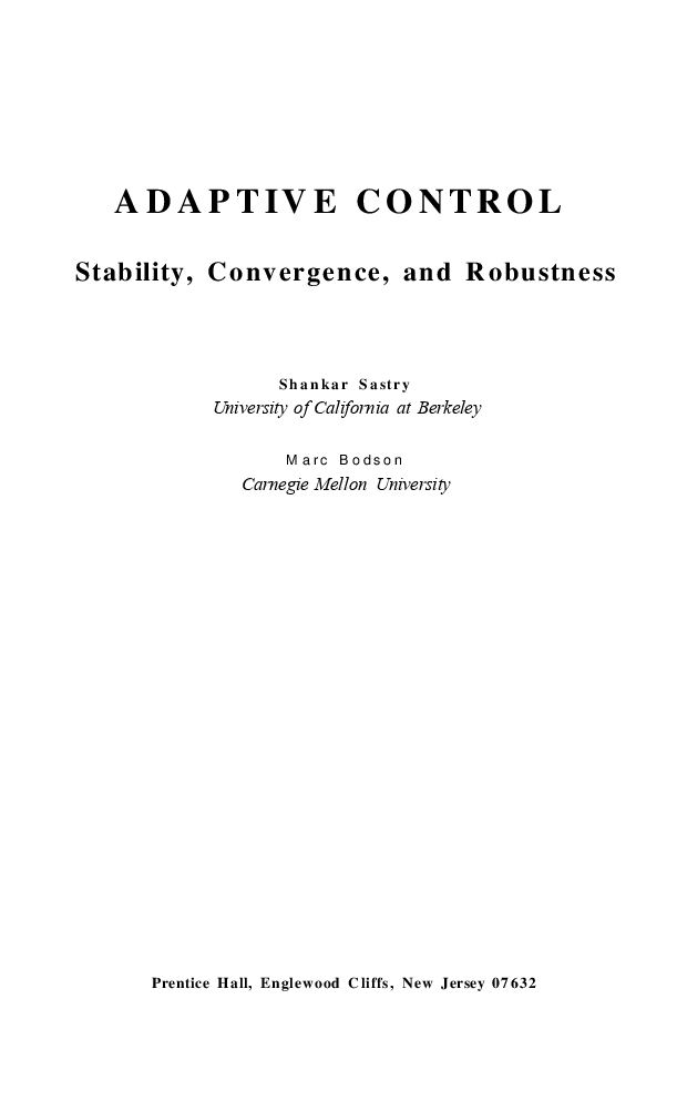 Adaptive Control Stability Convergence And Robustness - Page 2