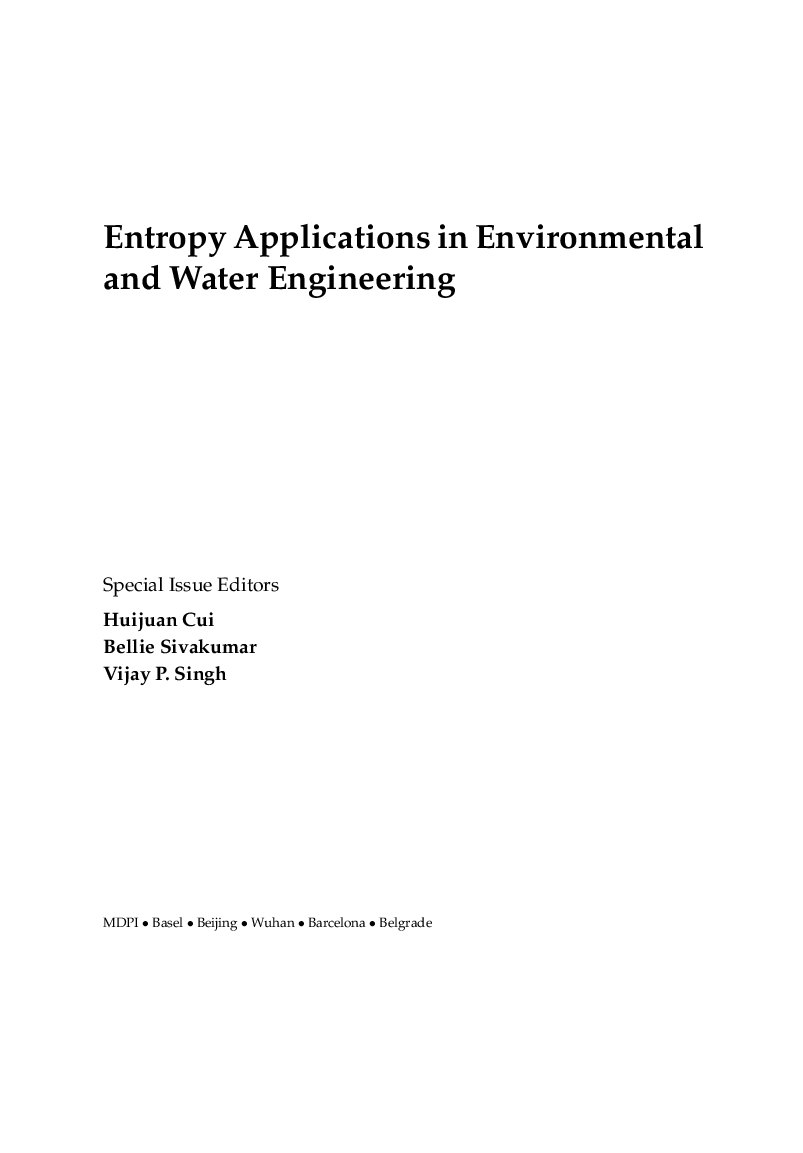 Entropy Applications In Environmental And Water Engineering - Page 4