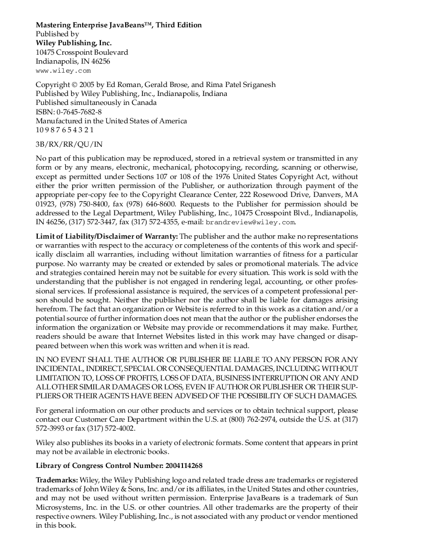 Mastering Enterprise Java Beans Third Edition - Page 3