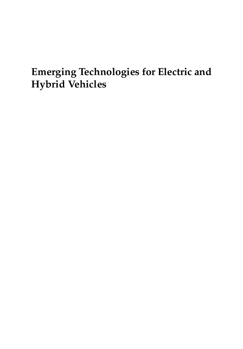 Download Free Emerging Technologies For Electric And Hybrid Vehicles