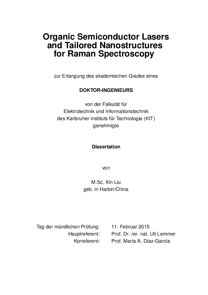 Organic Semiconductor Lasers And Tailored Nanostructures For Raman Spectroscopy - Page 4