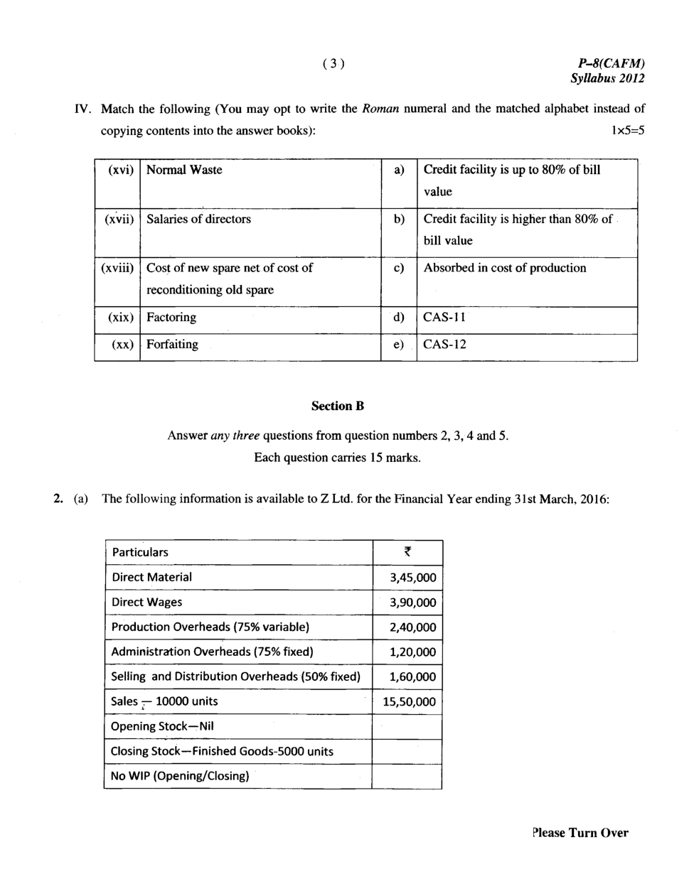 CMA Intermediate Group I Syllabus-2012 (Cost Accounting And Financial Management Paper-08 Question Paper With Solution)-June 2016 - Page 4
