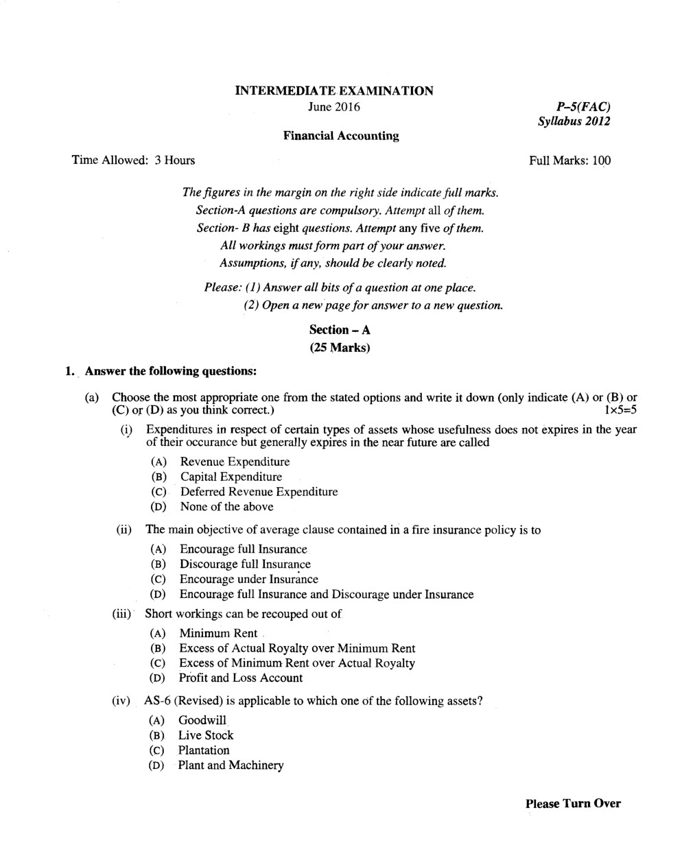 CMA Intermediate Group I Syllabus-2012 (Financial Accounting Paper-05 Question Paper With Solution)-June 2016 - Page 2