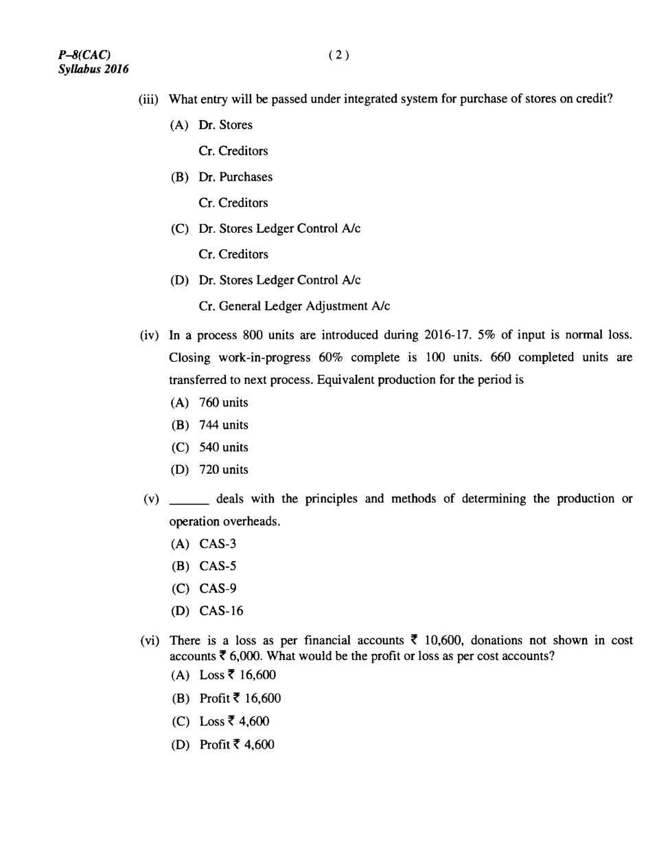 CMA Intermediate Group I Syllabus-2016 (Cost Accounting Paper-08 Question Paper With Solution)-December 2017 - Page 3