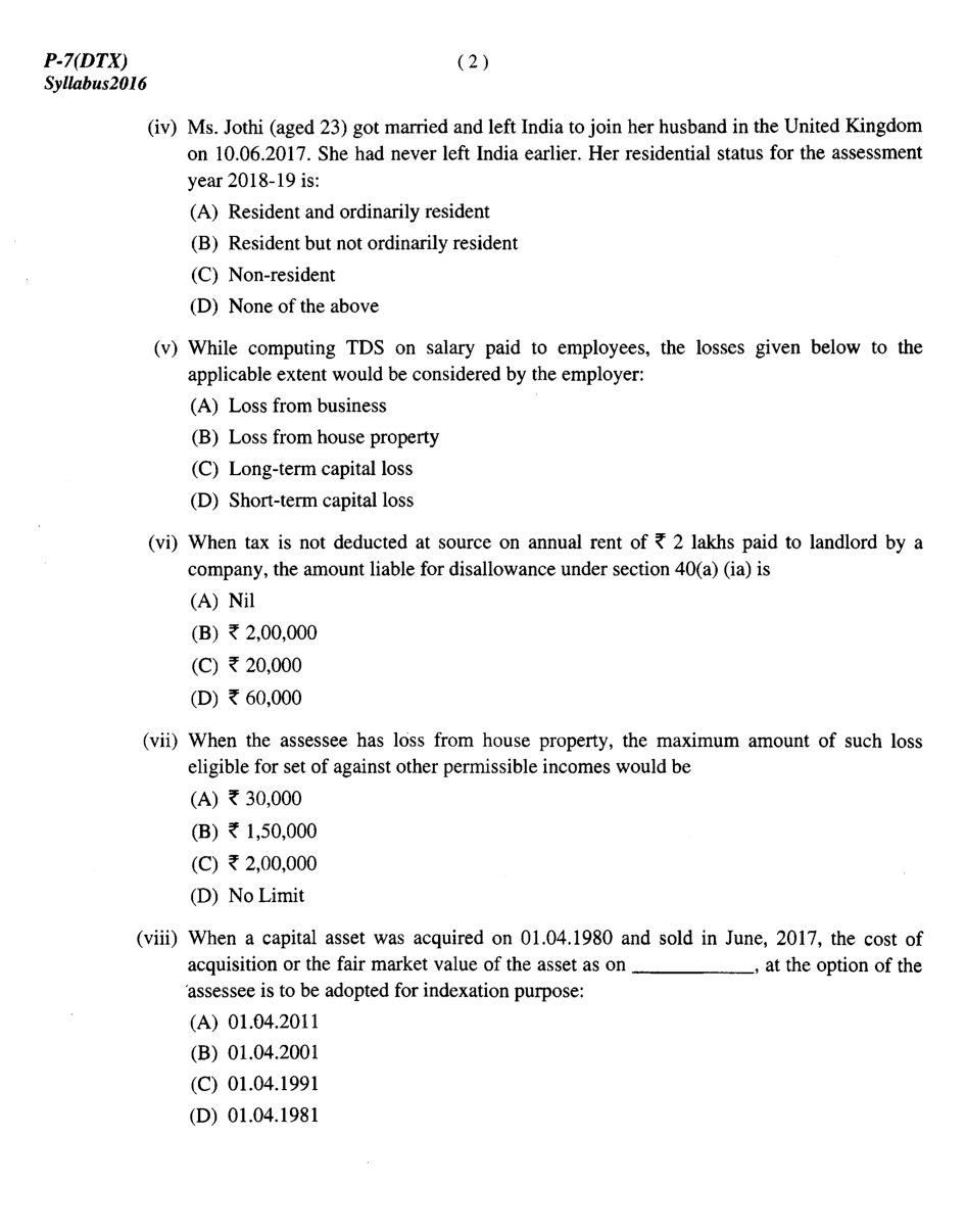 CMA Intermediate Group I Syllabus-2016 (Direct Taxation Paper- 07 Question Paper With Solution)-December 2018 - Page 3