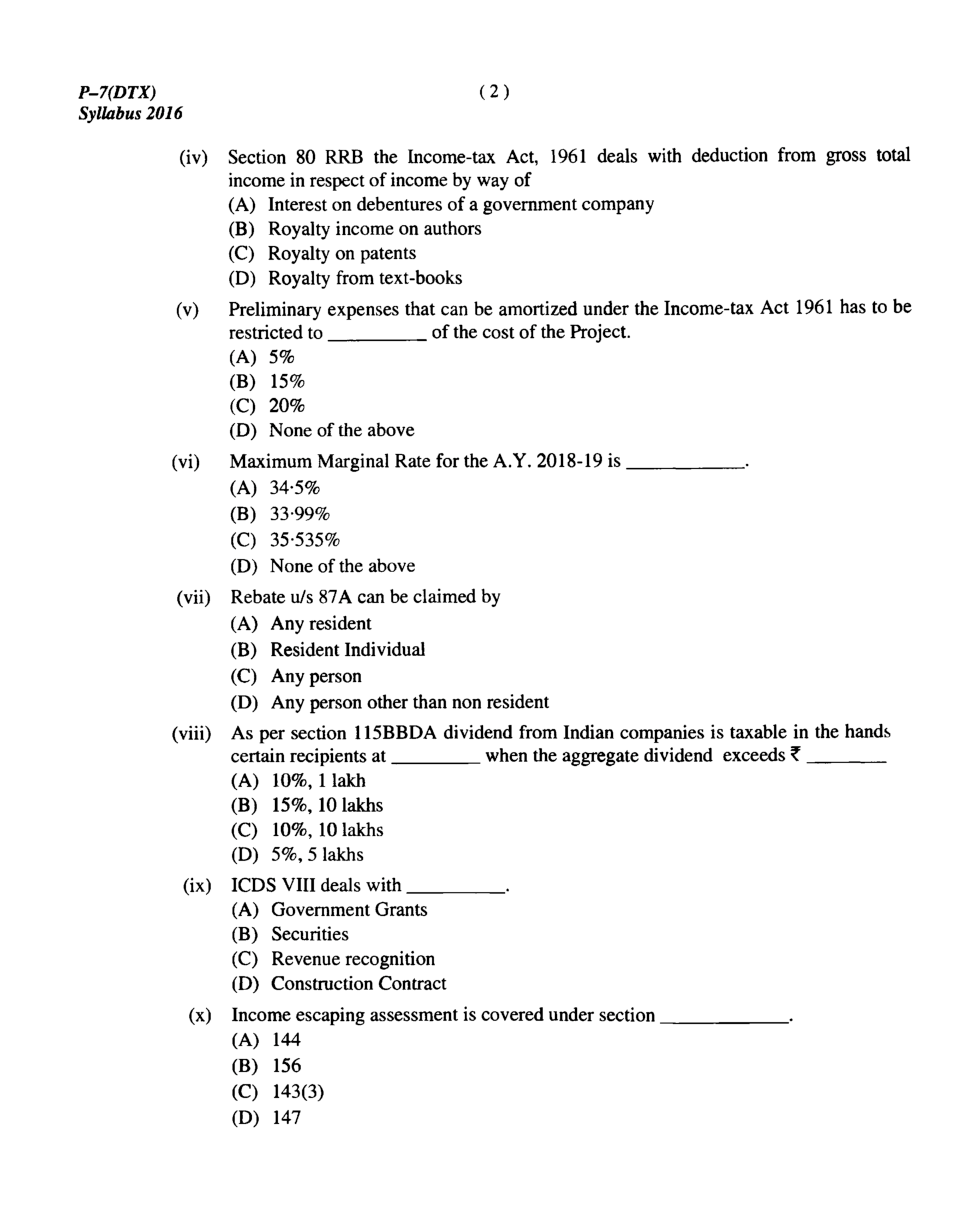 CMA Intermediate Group I Syllabus-2016 (Direct Taxation Paper- 07 Question Paper With Solution)-June 2018 - Page 3