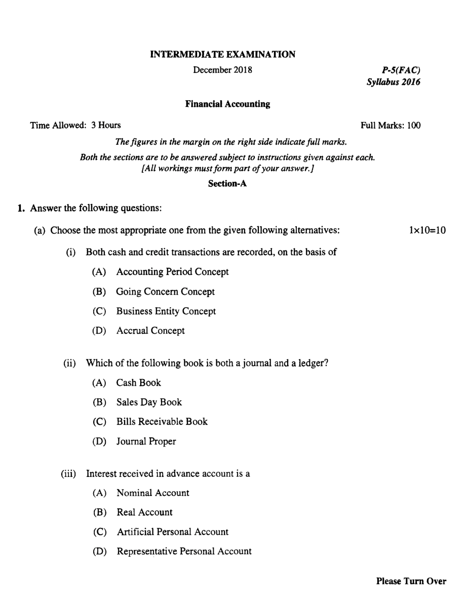 CMA Intermediate Group I Syllabus-2016 (Financial Accounting Paper- 05 Question Paper With Solution)-December 2018 - Page 2