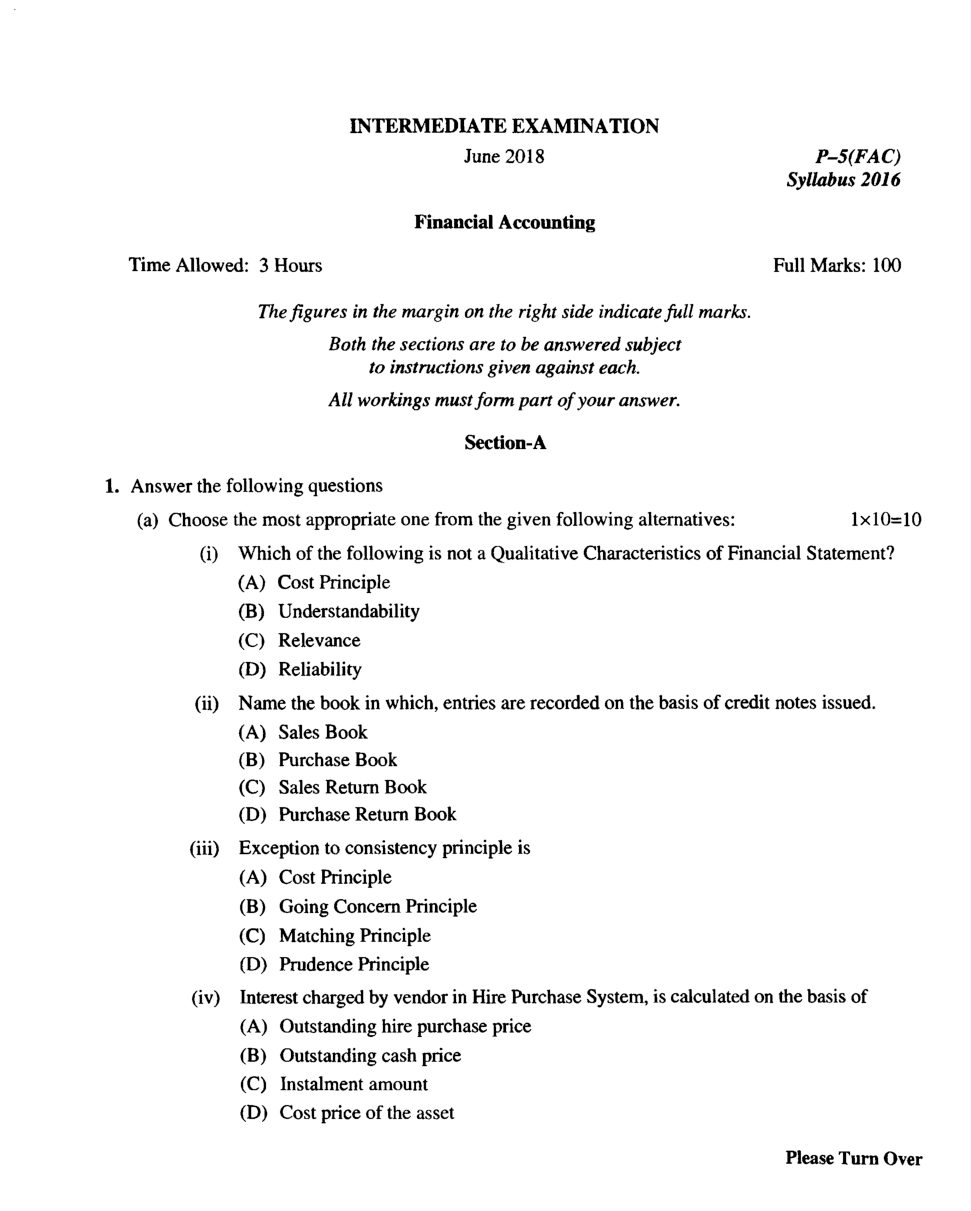 CMA Intermediate Group I Syllabus-2016 (Financial Accounting Paper- 05 Question Paper With Solution)-June 2018 - Page 2