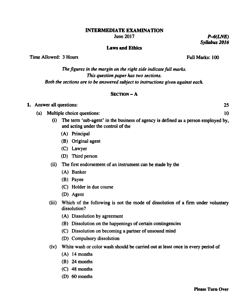 CMA Intermediate Group I Syllabus-2016 (Laws & Ethics Paper- 06 Question Paper With Solution)-June 2017 - Page 2
