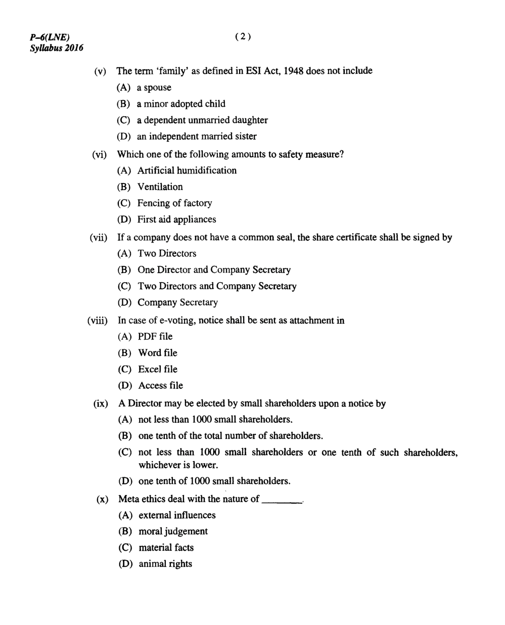 CMA Intermediate Group I Syllabus-2016 (Laws & Ethics Paper- 06 Question Paper With Solution)-June 2017 - Page 3
