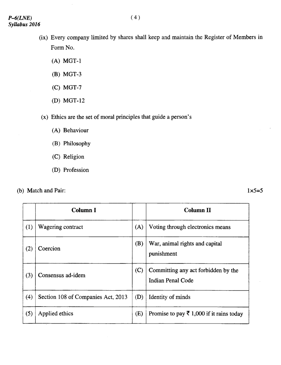 CMA Intermediate Group I Syllabus-2016 (Laws And Ethics Paper- 06 Question Paper With Solution)-December 2018 - Page 5