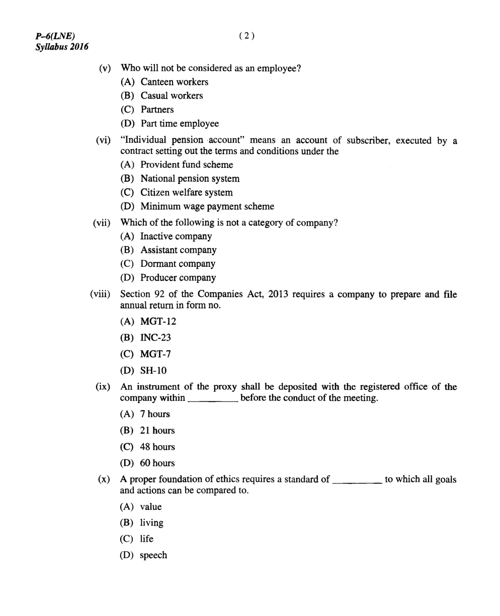 CMA Intermediate Group I Syllabus-2016 (Laws And Ethics Paper-06 Question Paper With Solution)-December 2017 - Page 3