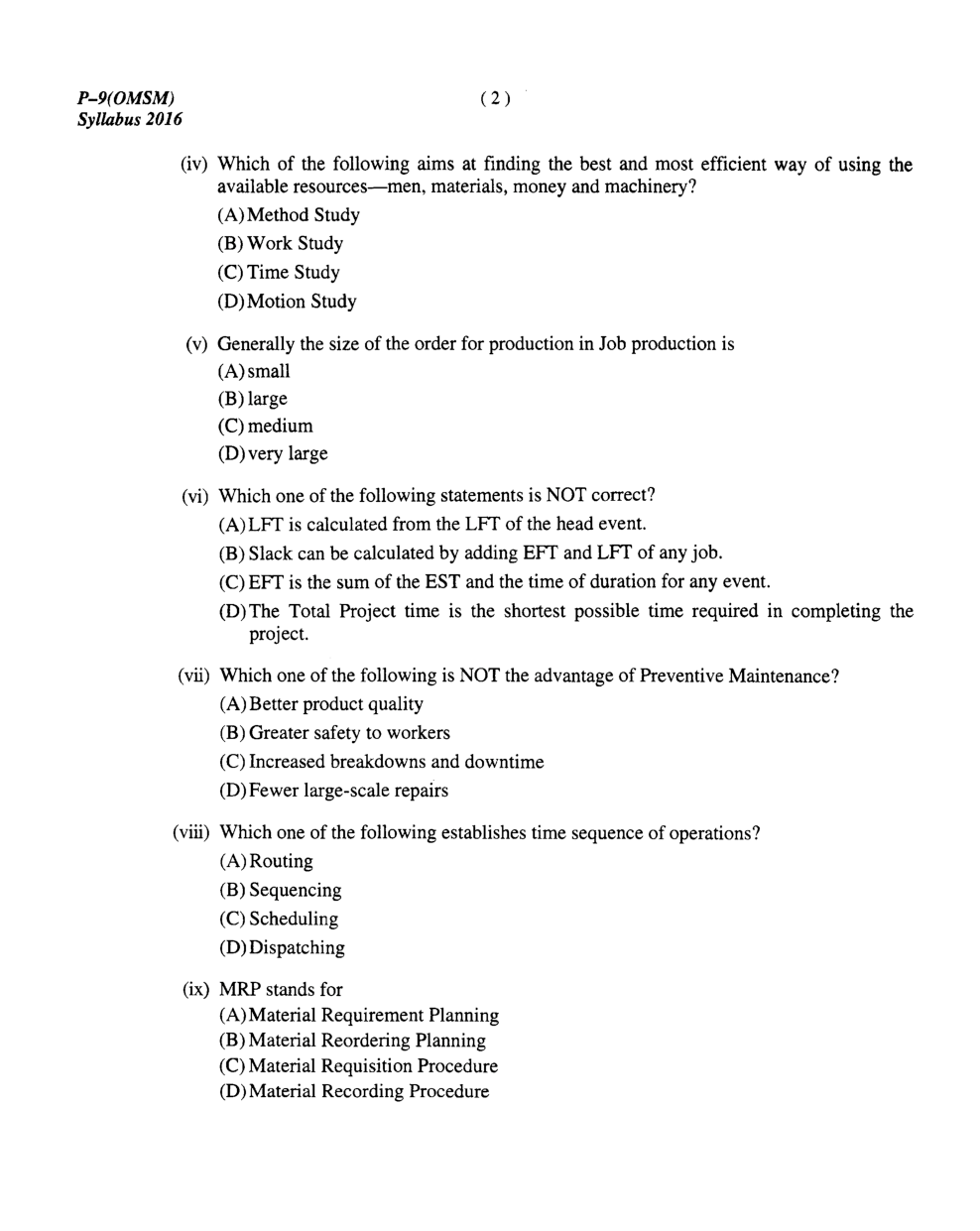 CMA Intermediate Group II Syllabus-2016 ( Operation Management And Strategic Management Paper- 09 Question Paper With Solution)-December 2018 - Page 3