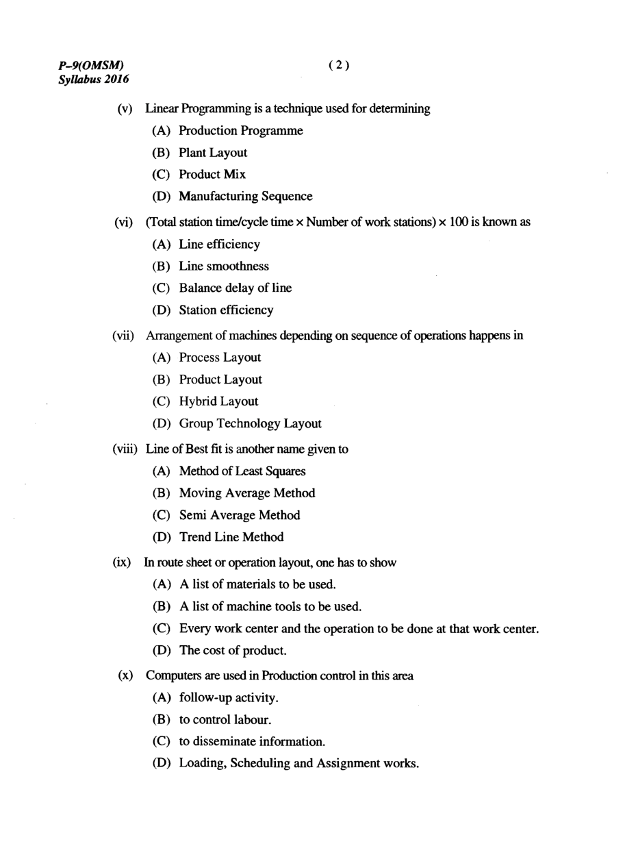 CMA Intermediate Group II Syllabus-2016 ( Operation Management And Strategic Management Paper-09 Question Paper With Solution)-June 2019 - Page 3