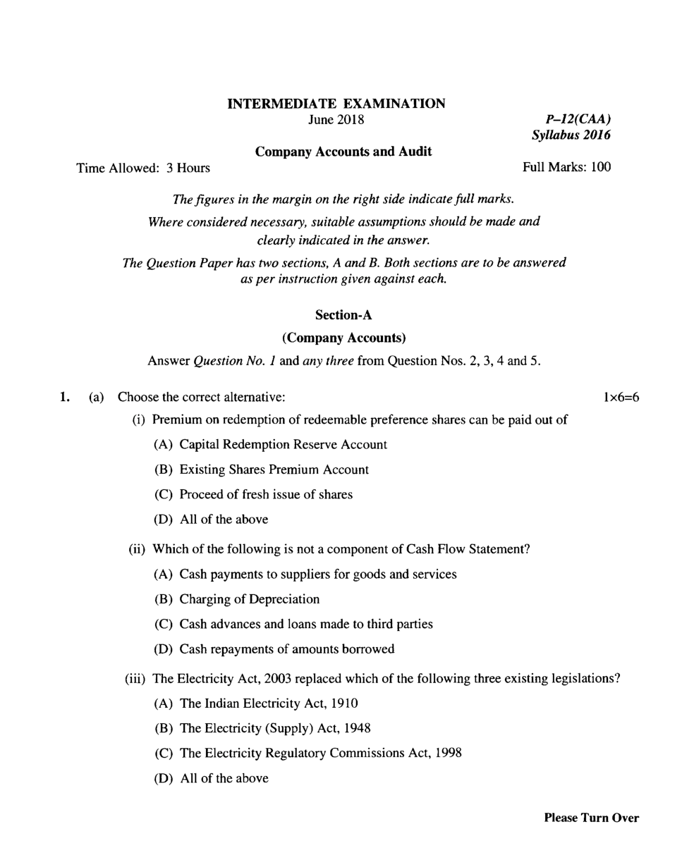 CMA Intermediate Group II Syllabus-2016 (Company Accounts And Audit Paper- 12  Question Paper With Solution)-June 2018 - Page 2