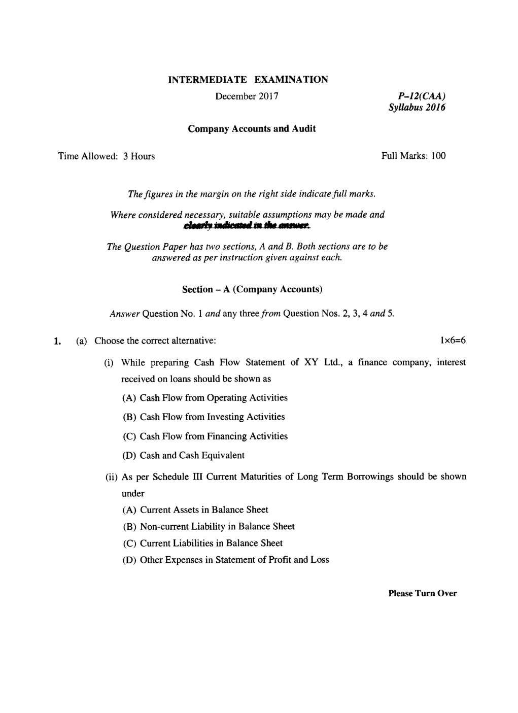 CMA Intermediate Group II Syllabus-2016 (Company Accounts And Audit Paper-12 Question Paper With Solution)-December 2017 - Page 2