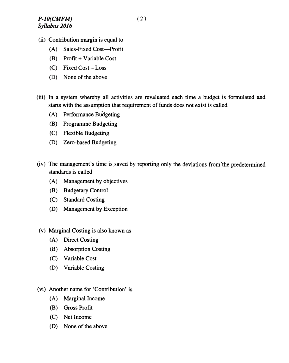 CMA Intermediate Group II Syllabus-2016 (Cost & Management Accounting And Financial Management Paper- 10 Question Paper With Solution)-December 2018 - Page 3