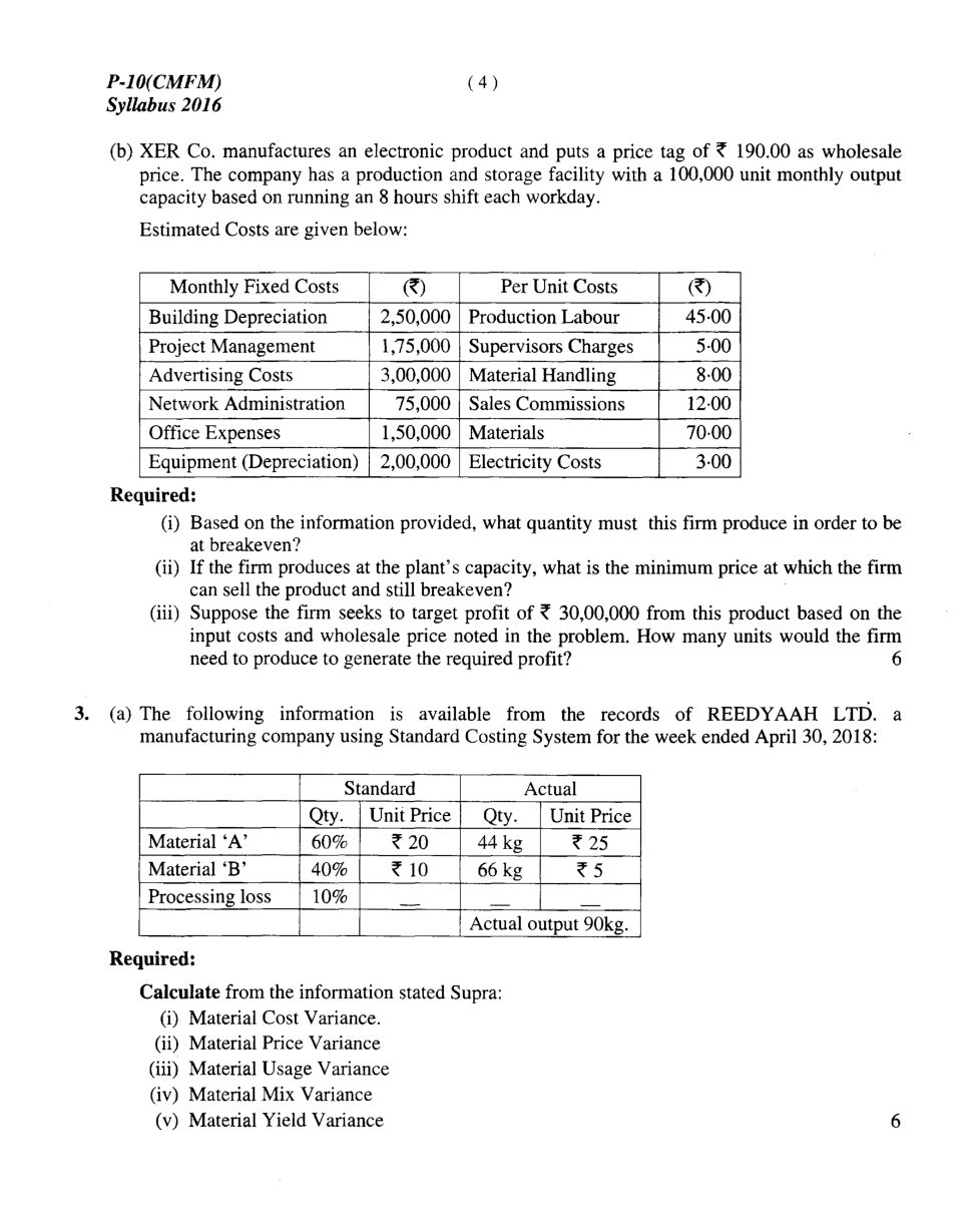 CMA Intermediate Group II Syllabus-2016 (Cost & Management Accounting And Financial Management Paper- 10 Question Paper With Solution)-December 2018 - Page 5
