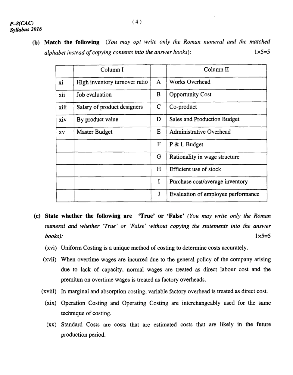CMA Intermediate Group II Syllabus-2016 (Cost Accounting Paper- 08 Question Paper With Solution)-June 2017 - Page 5