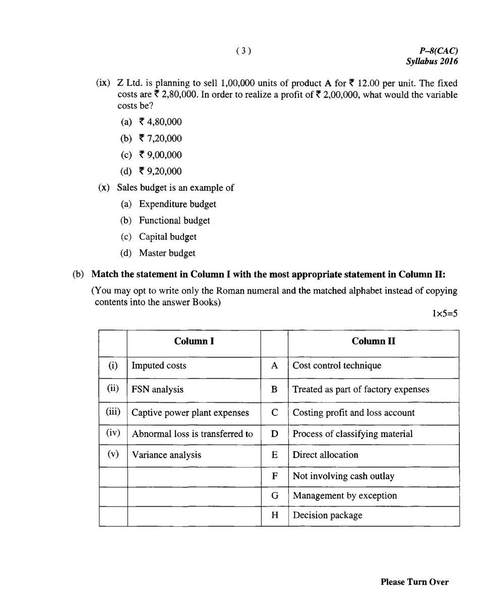 CMA Intermediate Group II Syllabus-2016 (Cost Accounting Paper- 08 Question Paper With Solution)-June 2018 - Page 4