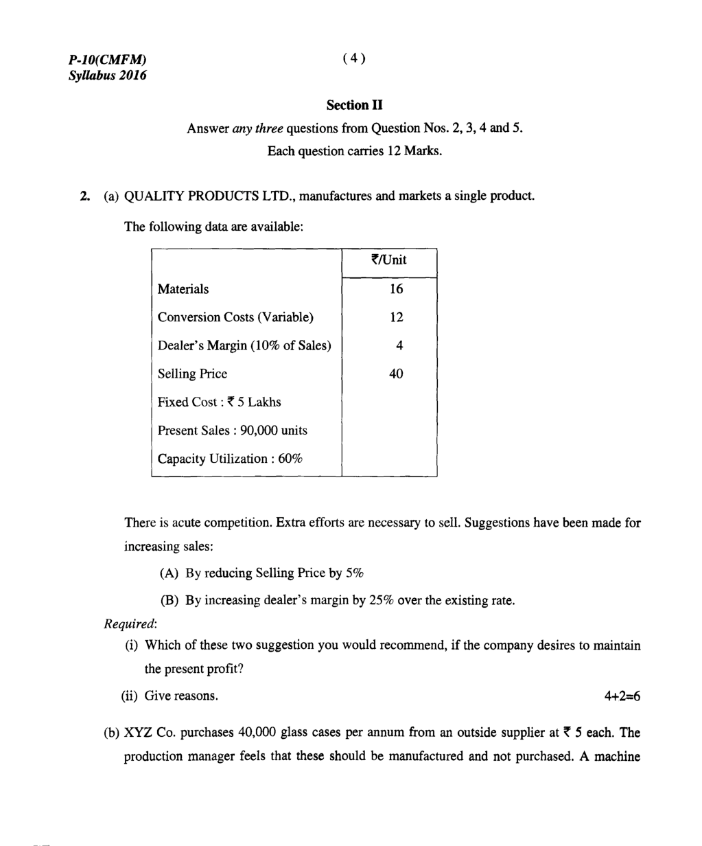 CMA Intermediate Group II Syllabus-2016 (Cost And Management Accounting And Financial Management Paper-10 Question Paper With Solution)-June 2018 - Page 5