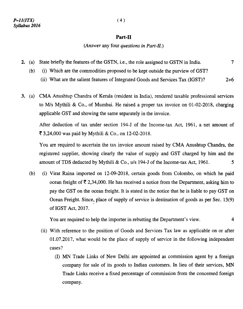 CMA Intermediate Group II Syllabus-2016 (Indirect Taxation Paper- 11 Question Paper With Solution)-December 2018 - Page 5