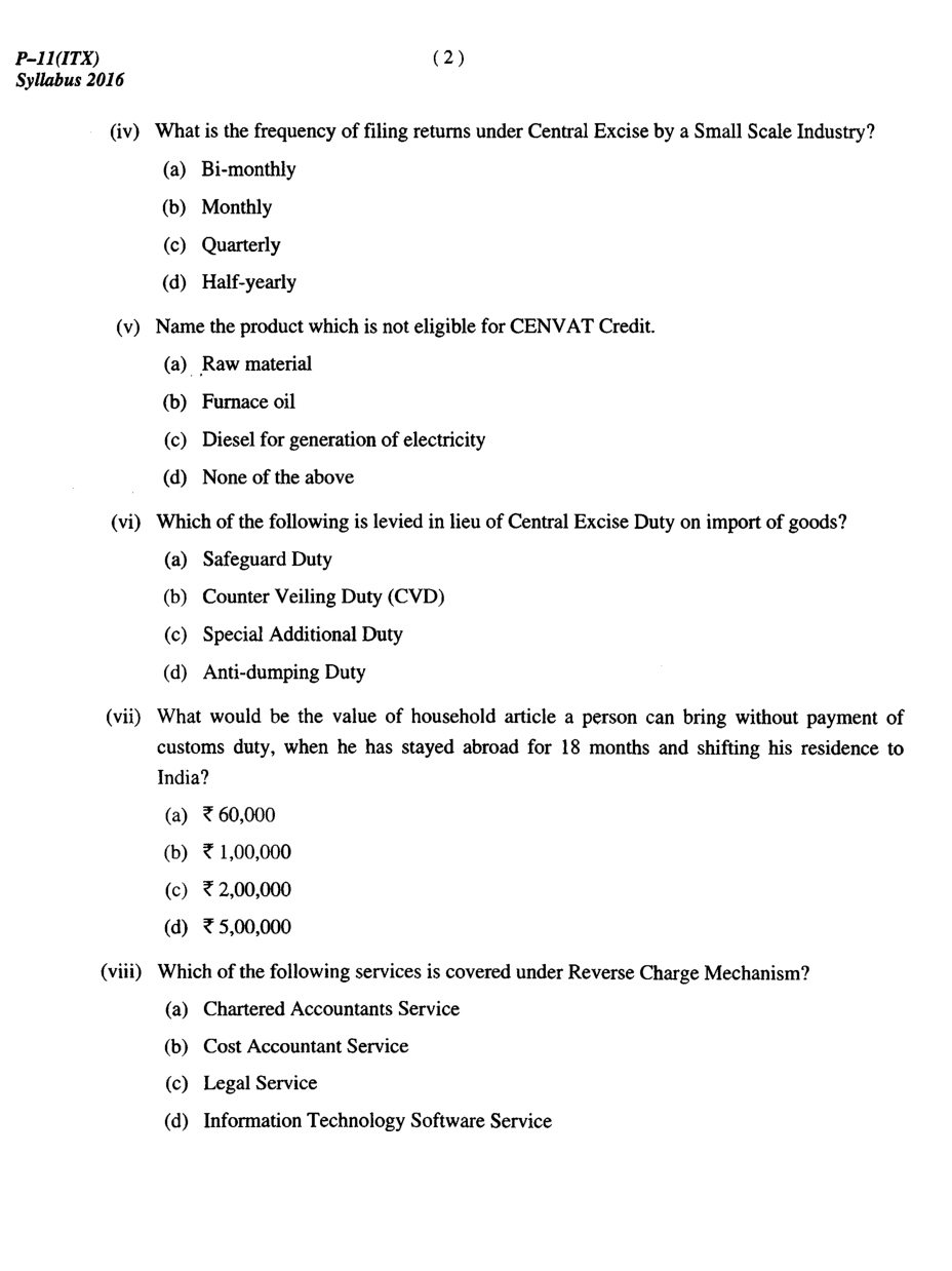 CMA Intermediate Group II Syllabus-2016 (Indirect Taxation Paper- 11 Question Paper With Solution)-June 2017 - Page 3