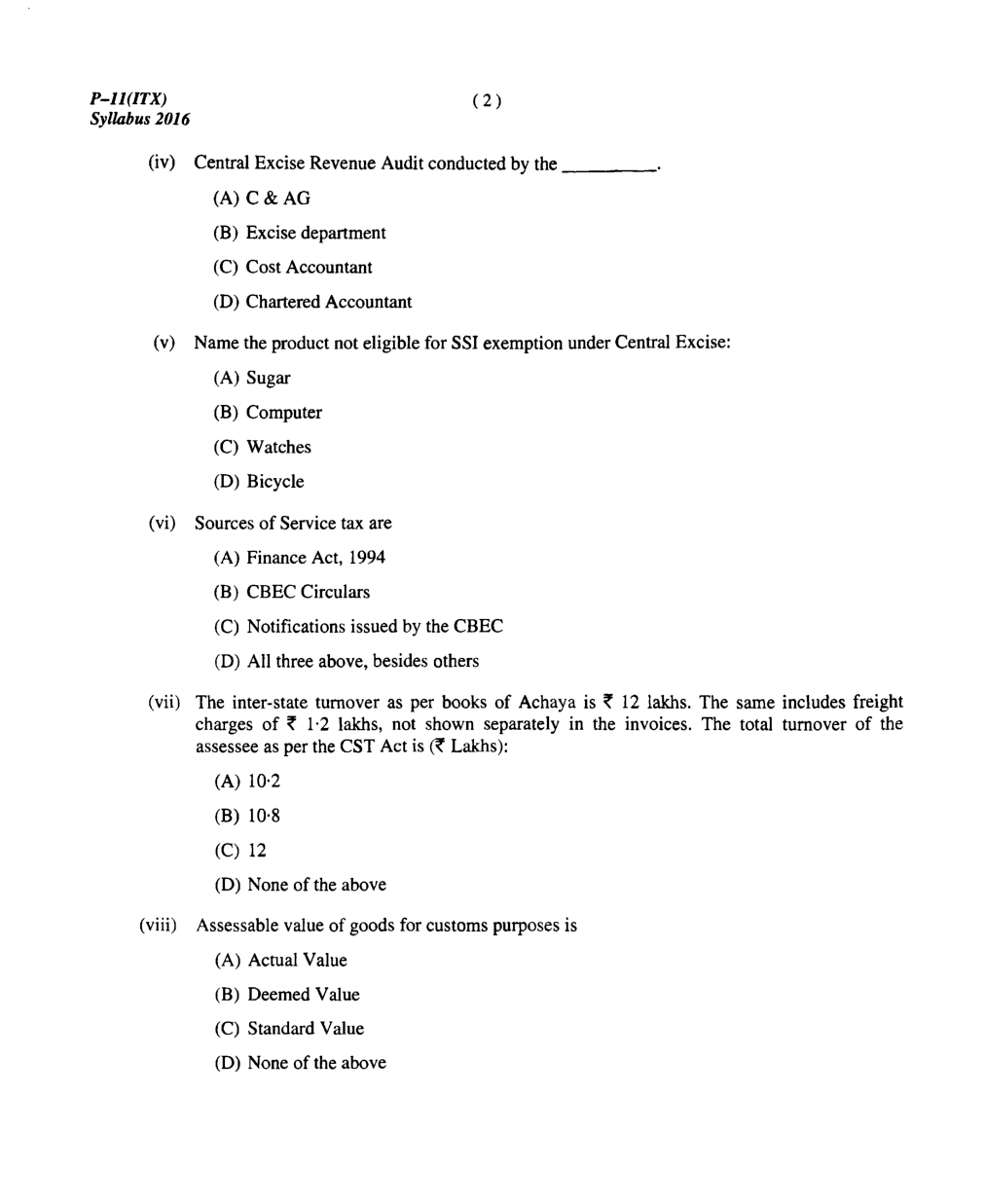 CMA Intermediate Group II Syllabus-2016 (Indirect Taxation Paper-11 Question Paper With Solution)-December 2017 - Page 3