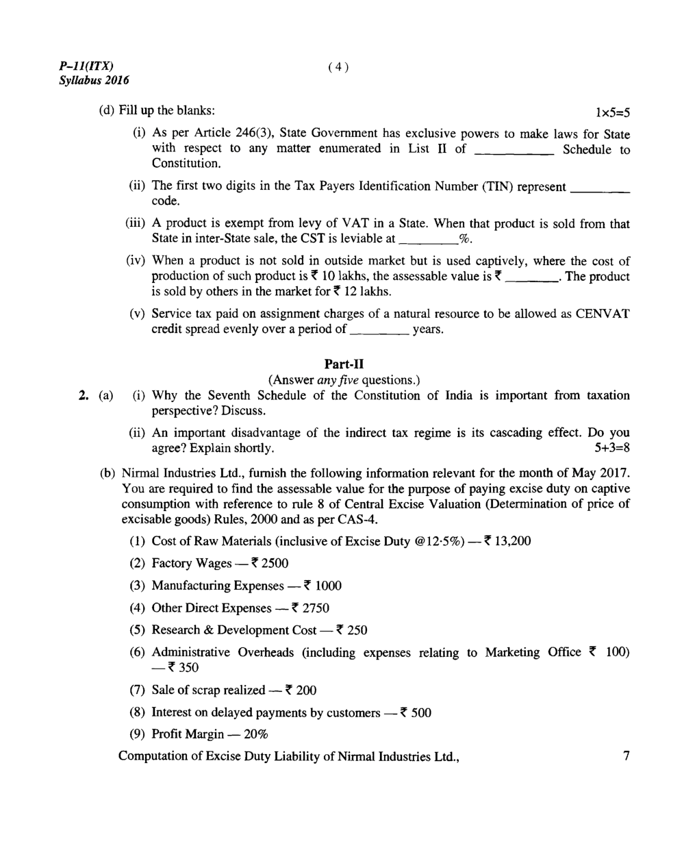 CMA Intermediate Group II Syllabus-2016 (Indirect Taxation Paper-11 Question Paper With Solution)-December 2017 - Page 5
