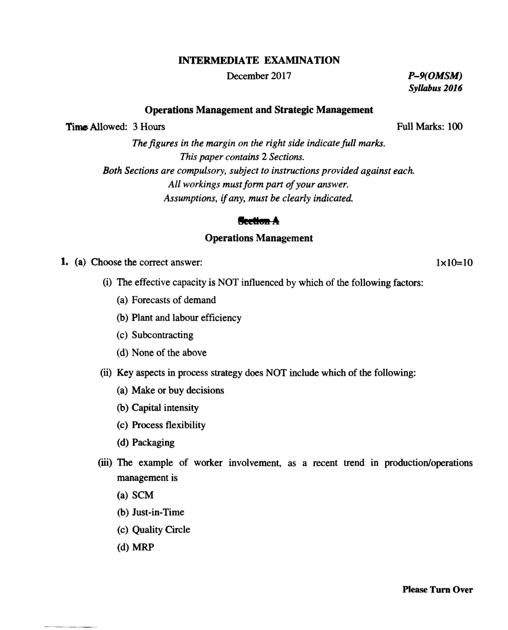 CMA Intermediate Group II Syllabus-2016 (Operation Management And Strategic Management Paper-09 Question Paper With Solution)-December 2017 - Page 2