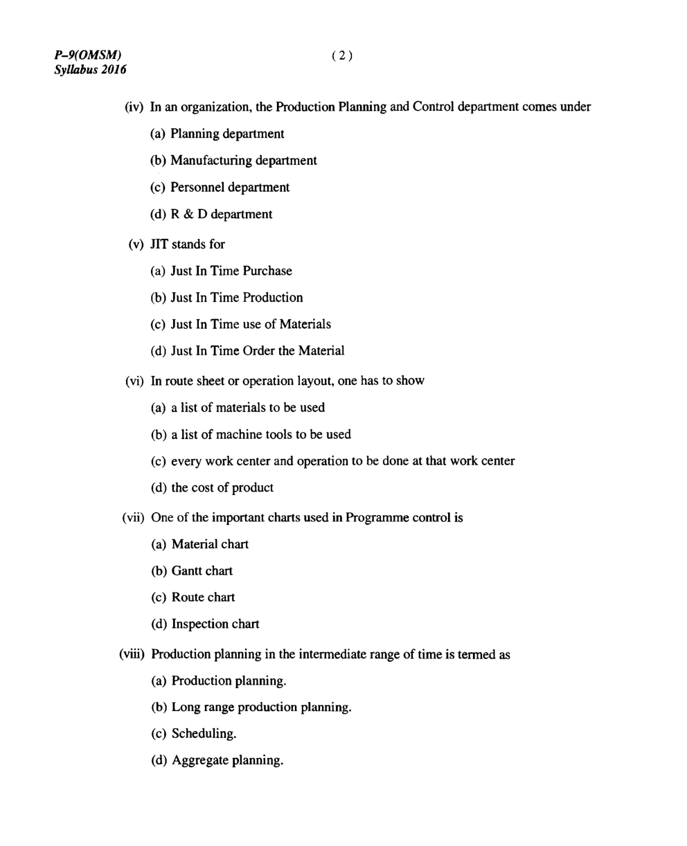 CMA Intermediate Group II Syllabus-2016 (Operation Management And Strategic Management Paper-09 Question Paper With Solution)-December 2017 - Page 3