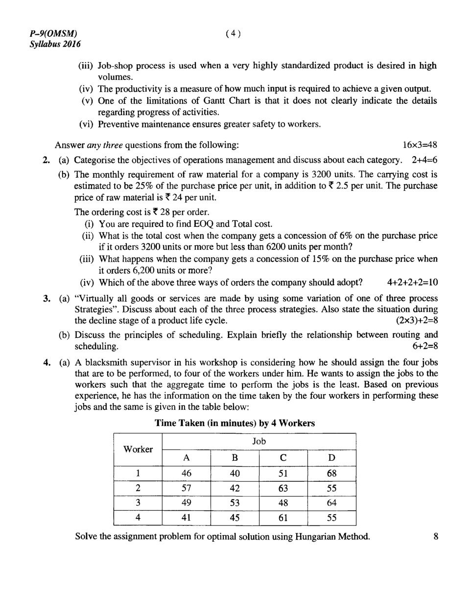 CMA Intermediate Group II Syllabus-2016 (Operations Management And Strategic Management Paper- 09 Question Paper With Solution)-June 2018 - Page 5