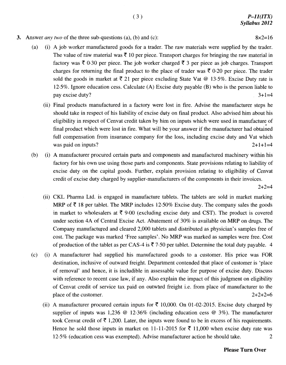 CMA Intermediate Syllabus-2012 (Indirect Taxation Paper-11 Question Paper With Solution)-June 2016 - Page 4