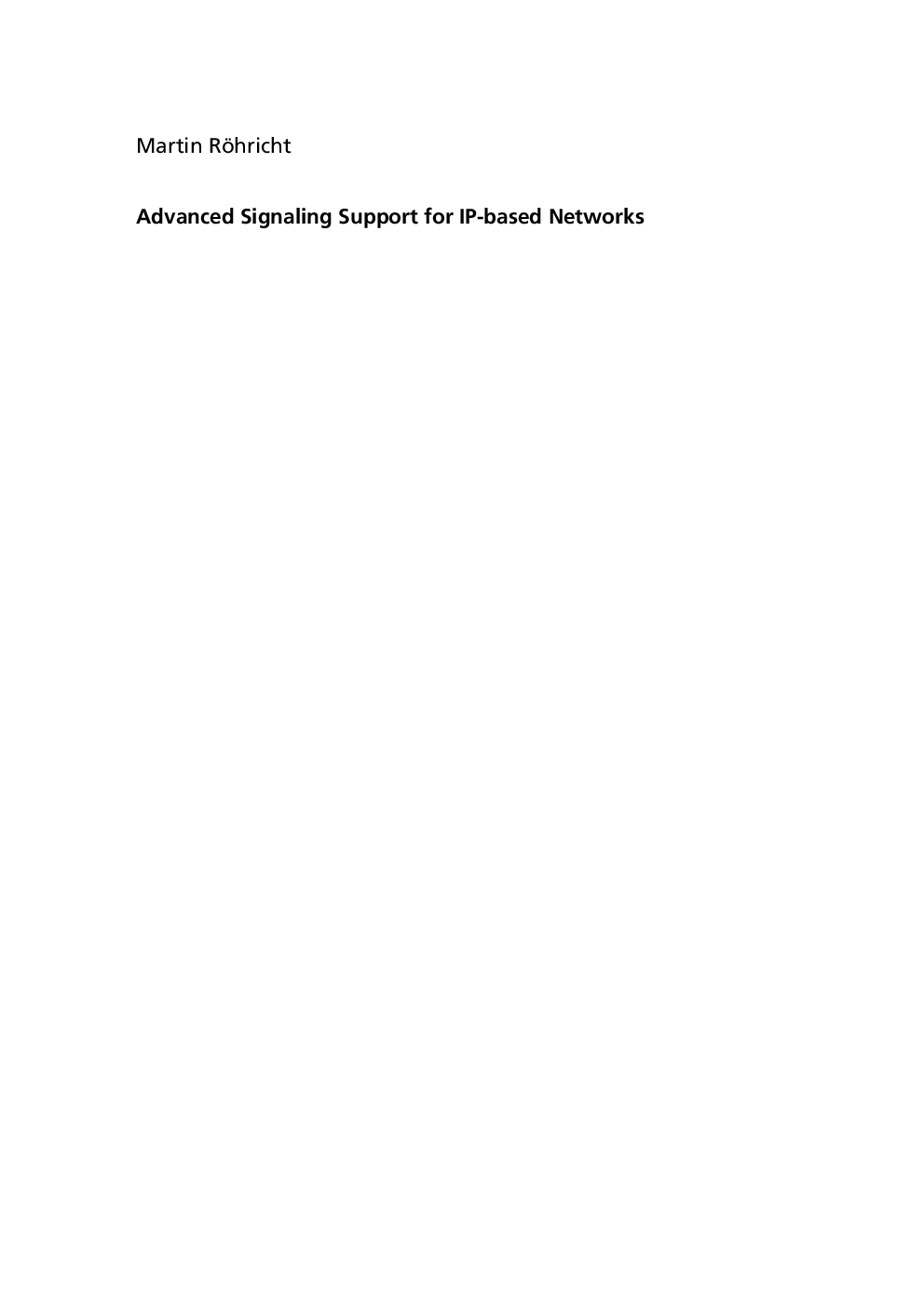 Advanced Signaling Support For IP-based Networks - Page 3