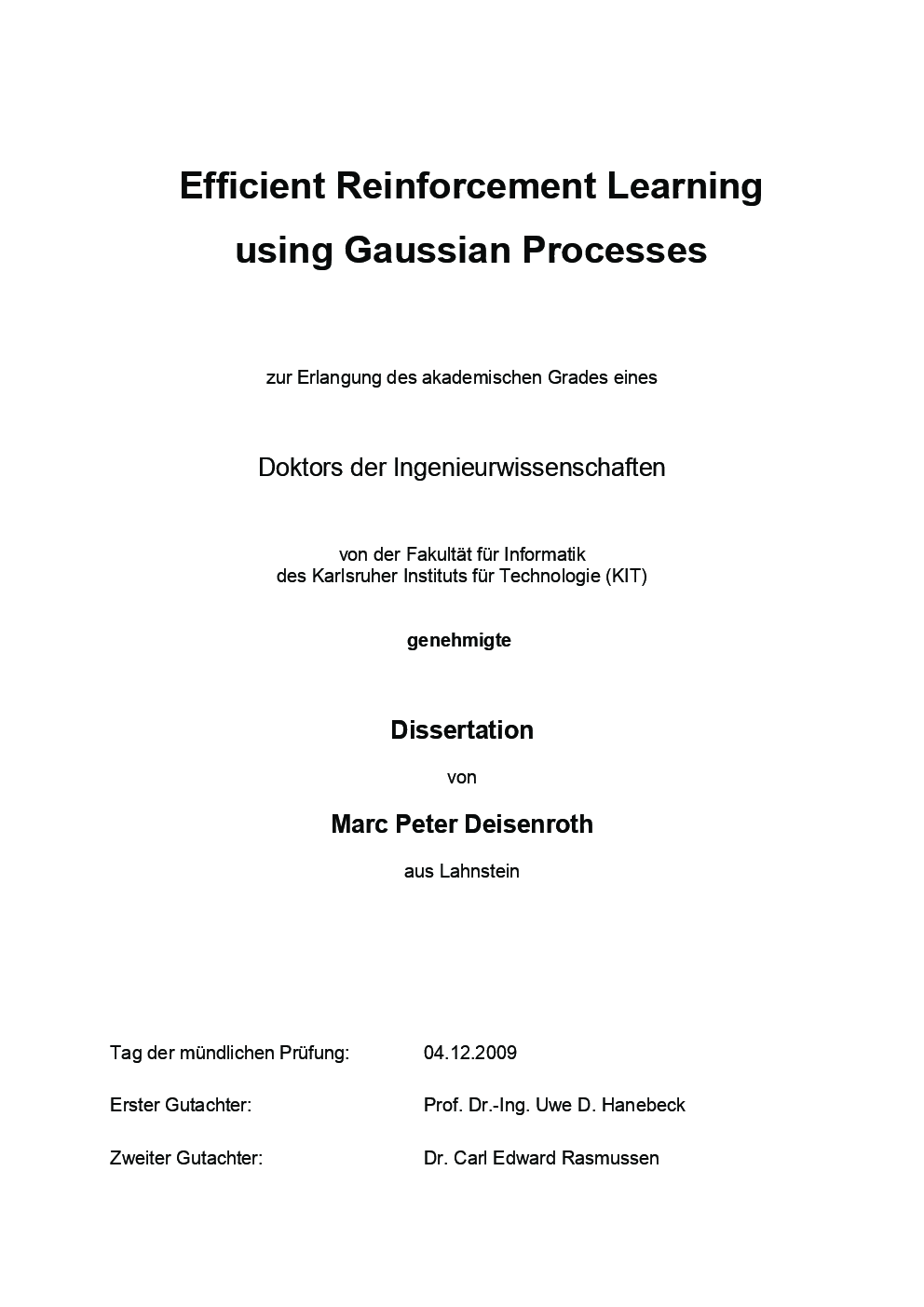 Efficient Reinforcement Learning Using Gaussian Processes - Page 5