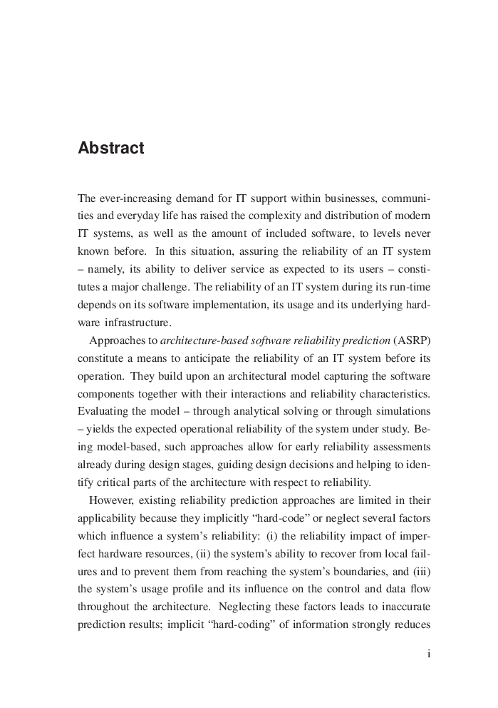 Integrated Software Architecture-based Reliability Prediction For It Systems - Page 4