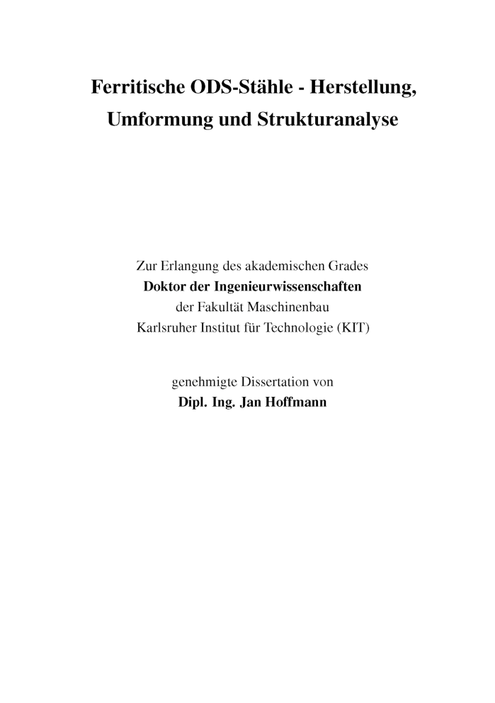 Ferritische ODS Stahle Herstellung Unformung Und Strukturanalyse - Page 2