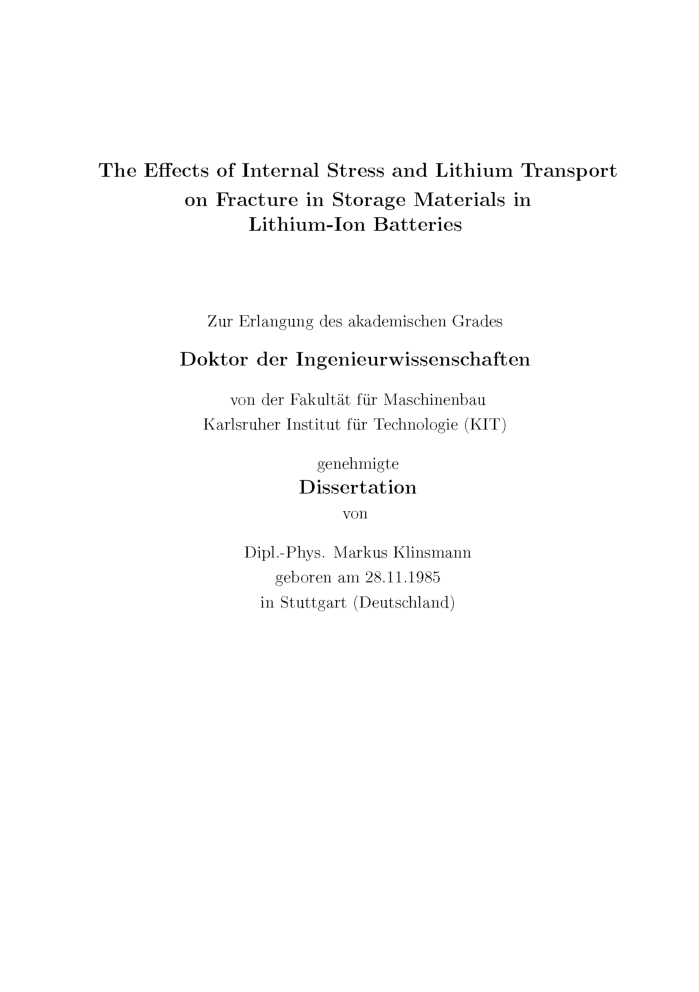 The Effects Of Internal Stress And Lithium Transport On Fracture In Storage  - Page 2